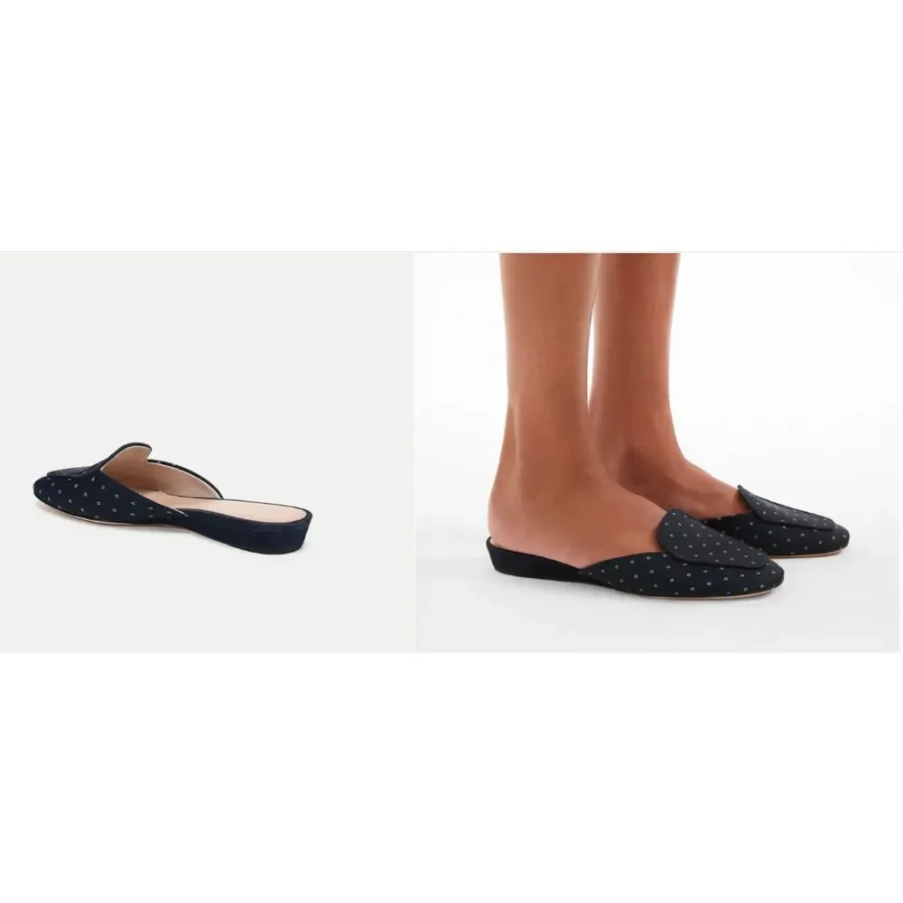 Veronica Beard Women's Moritz Polka Dot Slipper Mules Flats 8 Blue NIB 350